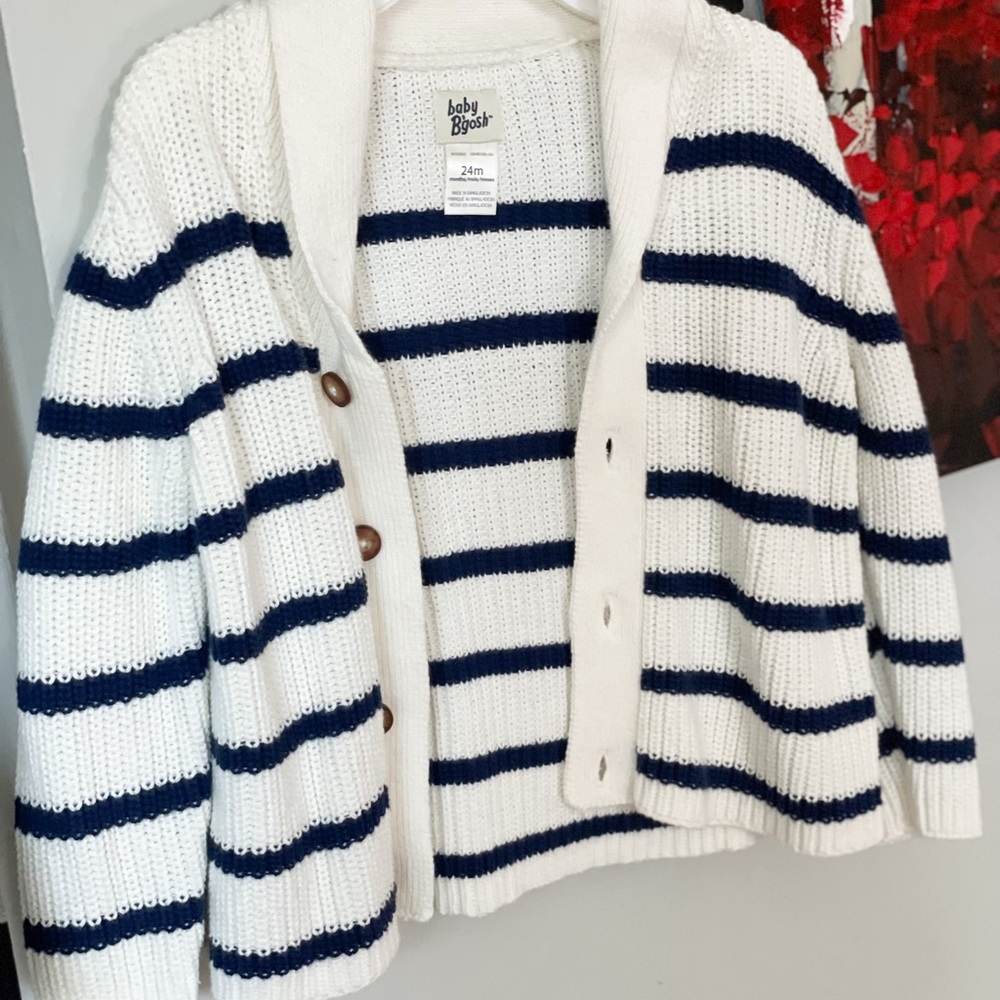 Toddler sweater for bo, striped navy and white sweater for toddler. 2t toddler